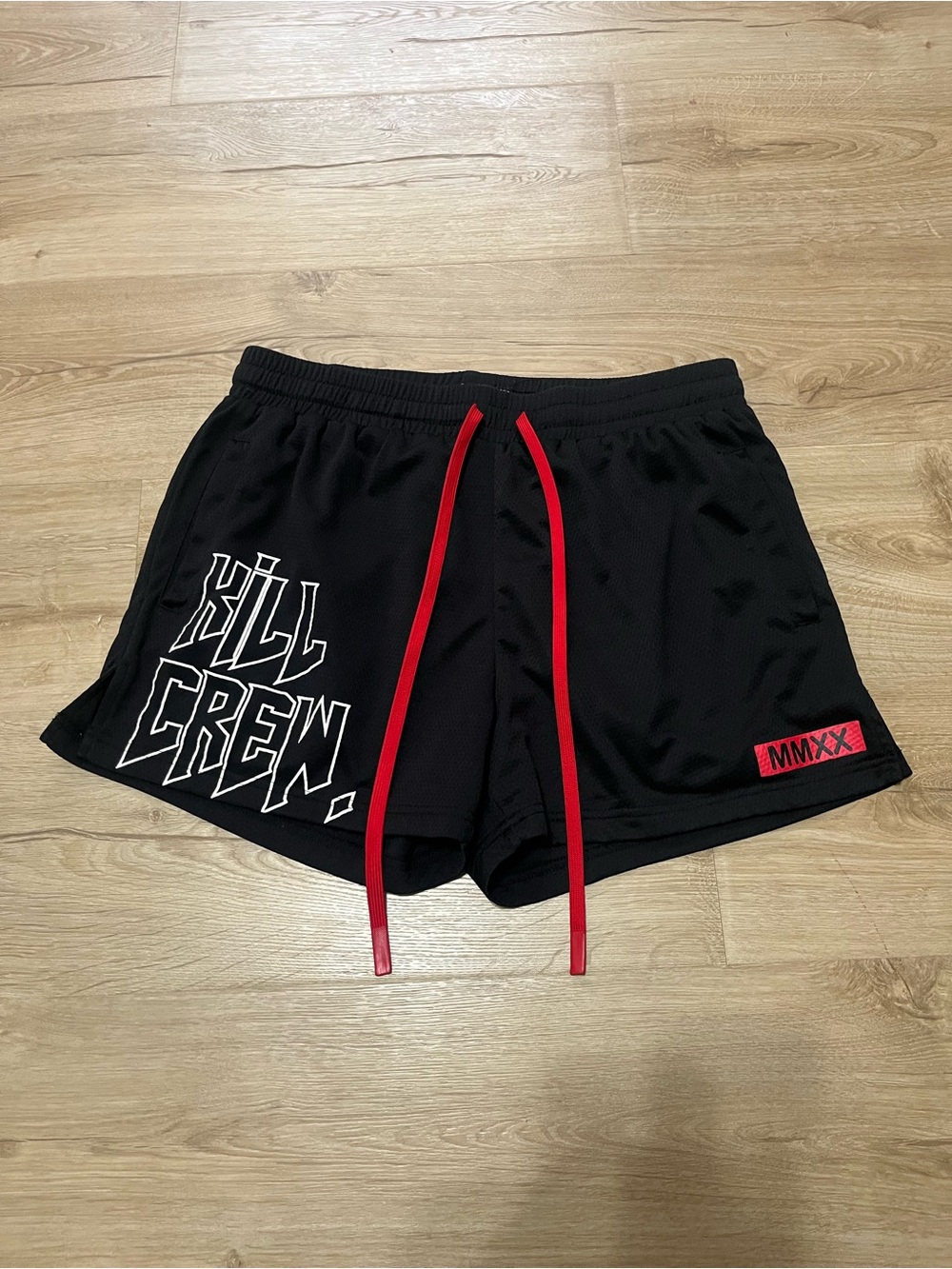 Kill Crew Black Shorts with Red Drawstring